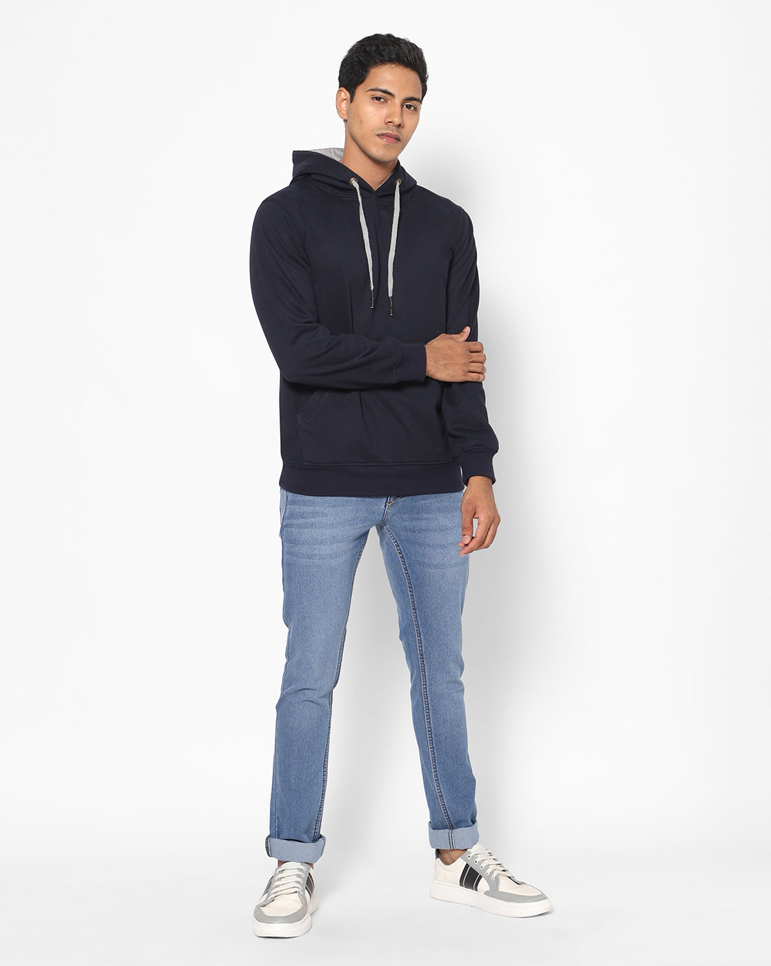 True Colors of India®️ (TCI) Men Blue Stretchable Cotton Hoodies