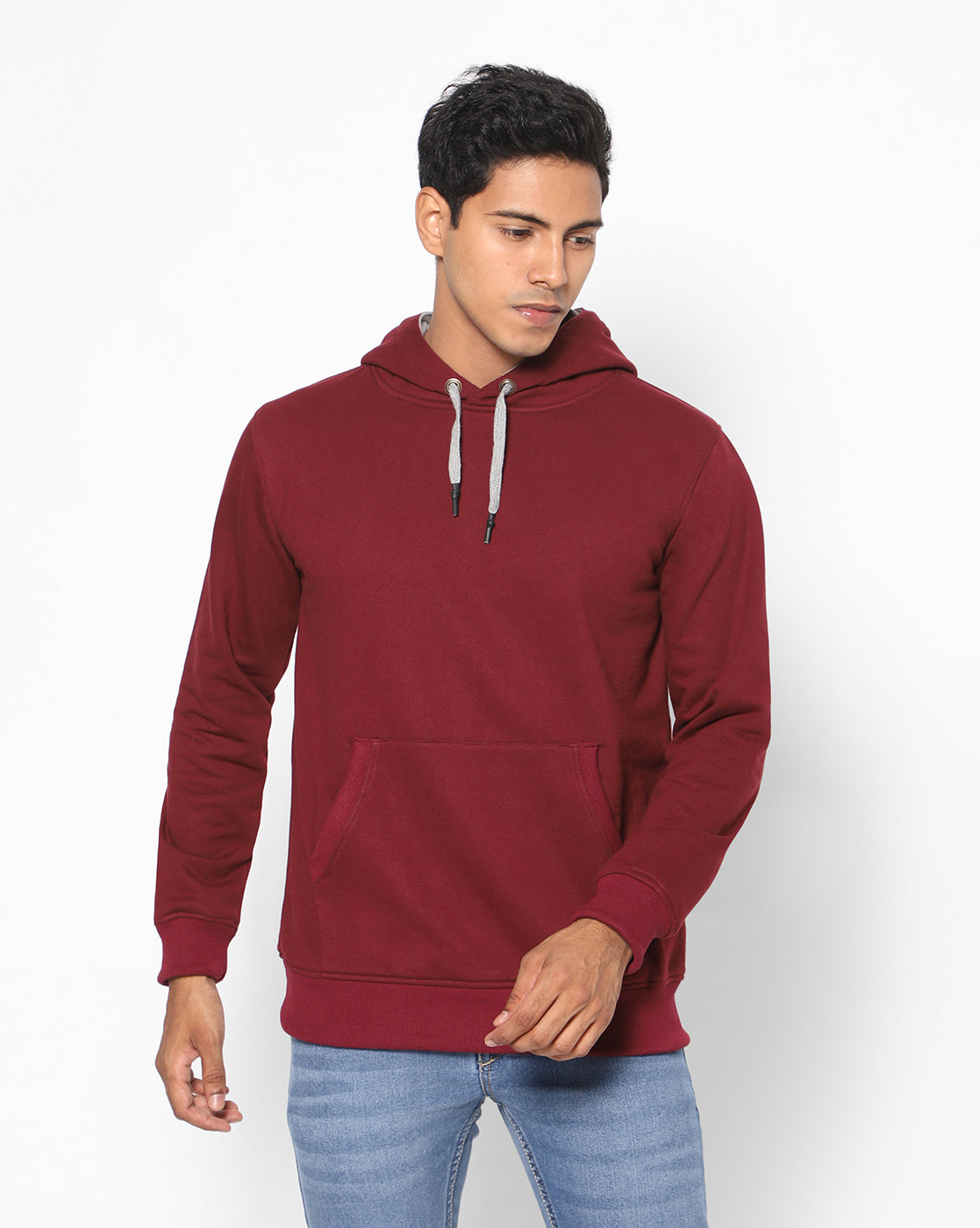 True Colors of India®️ (TCI) Men Burgundy Stretchable Cotton Hoodies