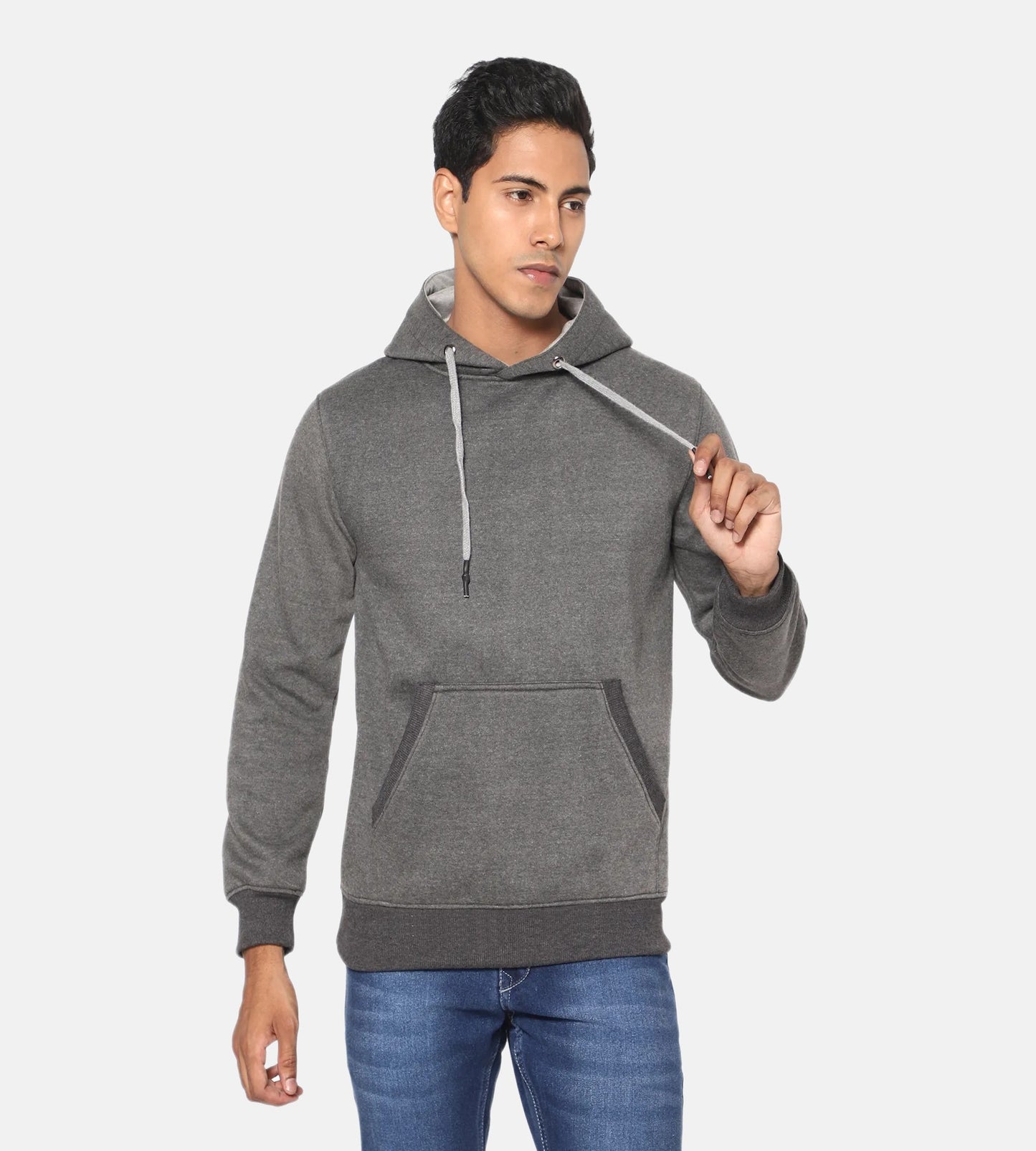 True Colors of India®️ (TCI) Men Stretchable Cotton Ash Grey Hoodies