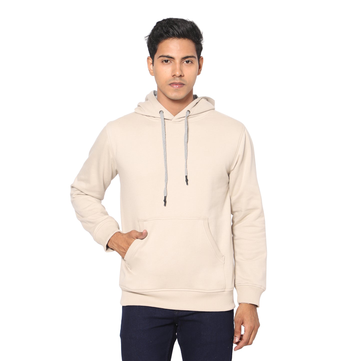 True Colors of India®️ (TCI) Men Stretchable Dark Cream Cotton Hoodies