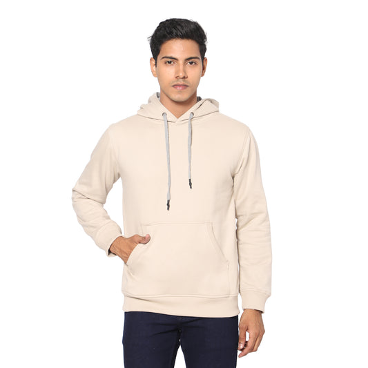 True Colors of India®️ (TCI) Men Stretchable Dark Cream Cotton Hoodies