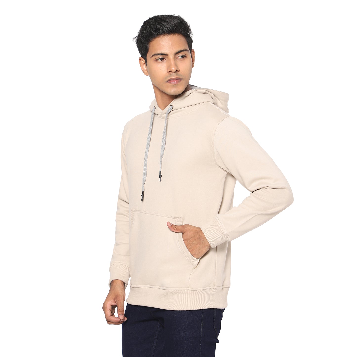 True Colors of India®️ (TCI) Men Stretchable Dark Cream Cotton Hoodies