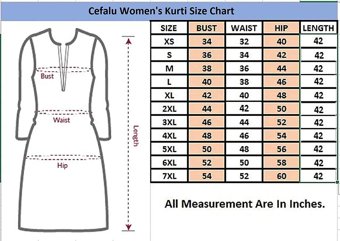 Cefalu®️ Women Printed Cotton blend Kurtis