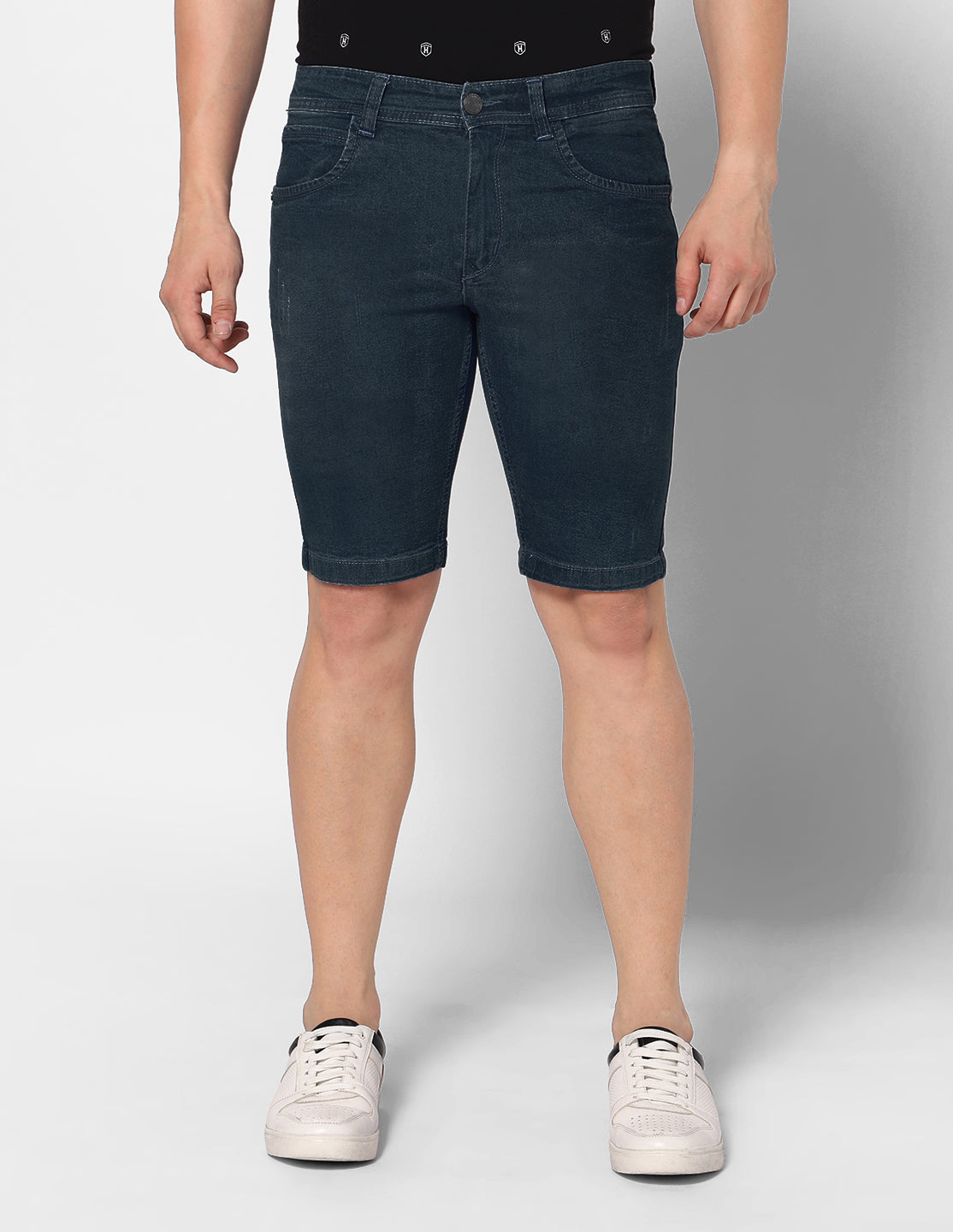 True Colors of India®️ (TCI) Solid Men Relax Fit Dark Blue Denim Shorts