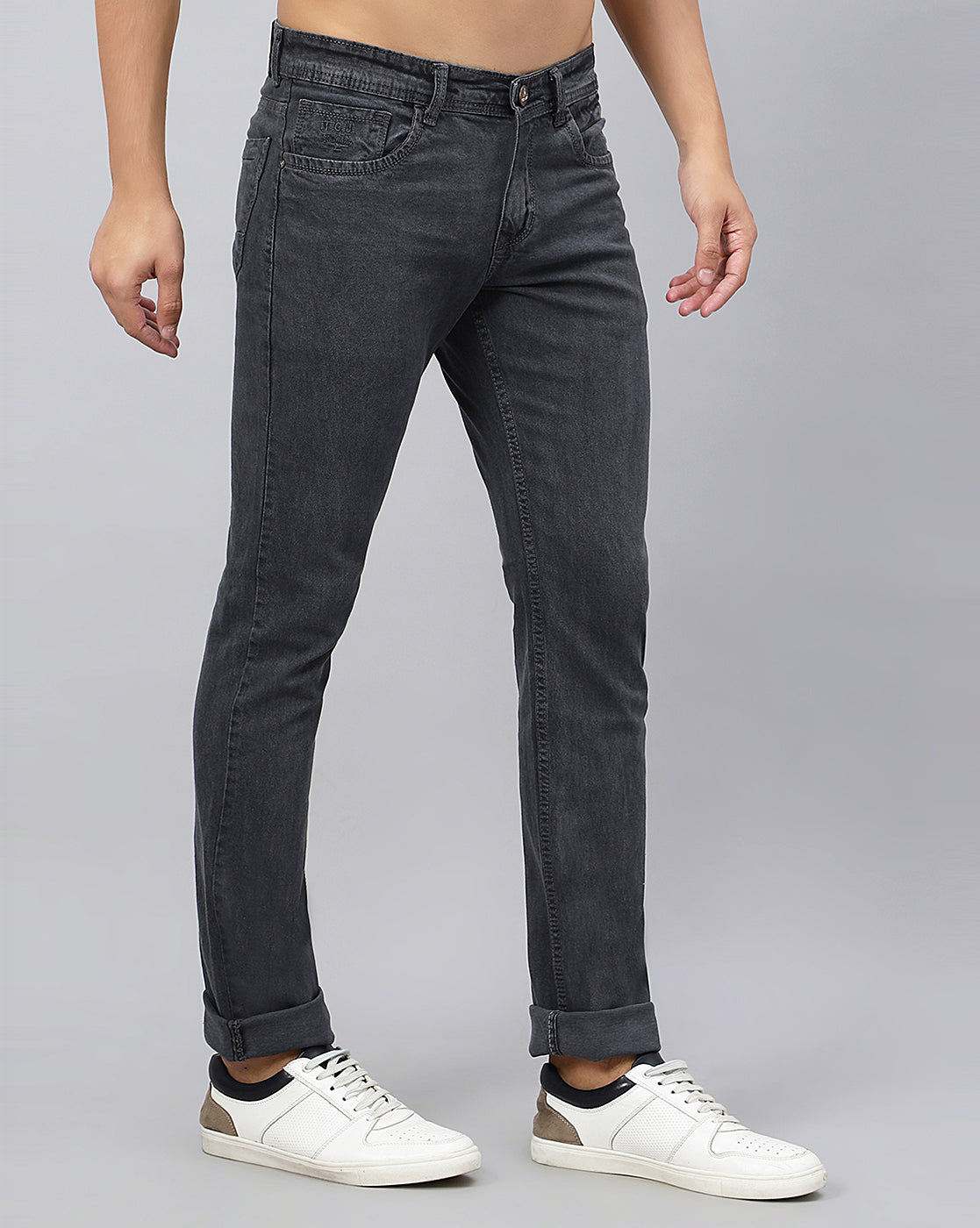 side view of TCI (True Colors of India) Regular Men Grey Jeans