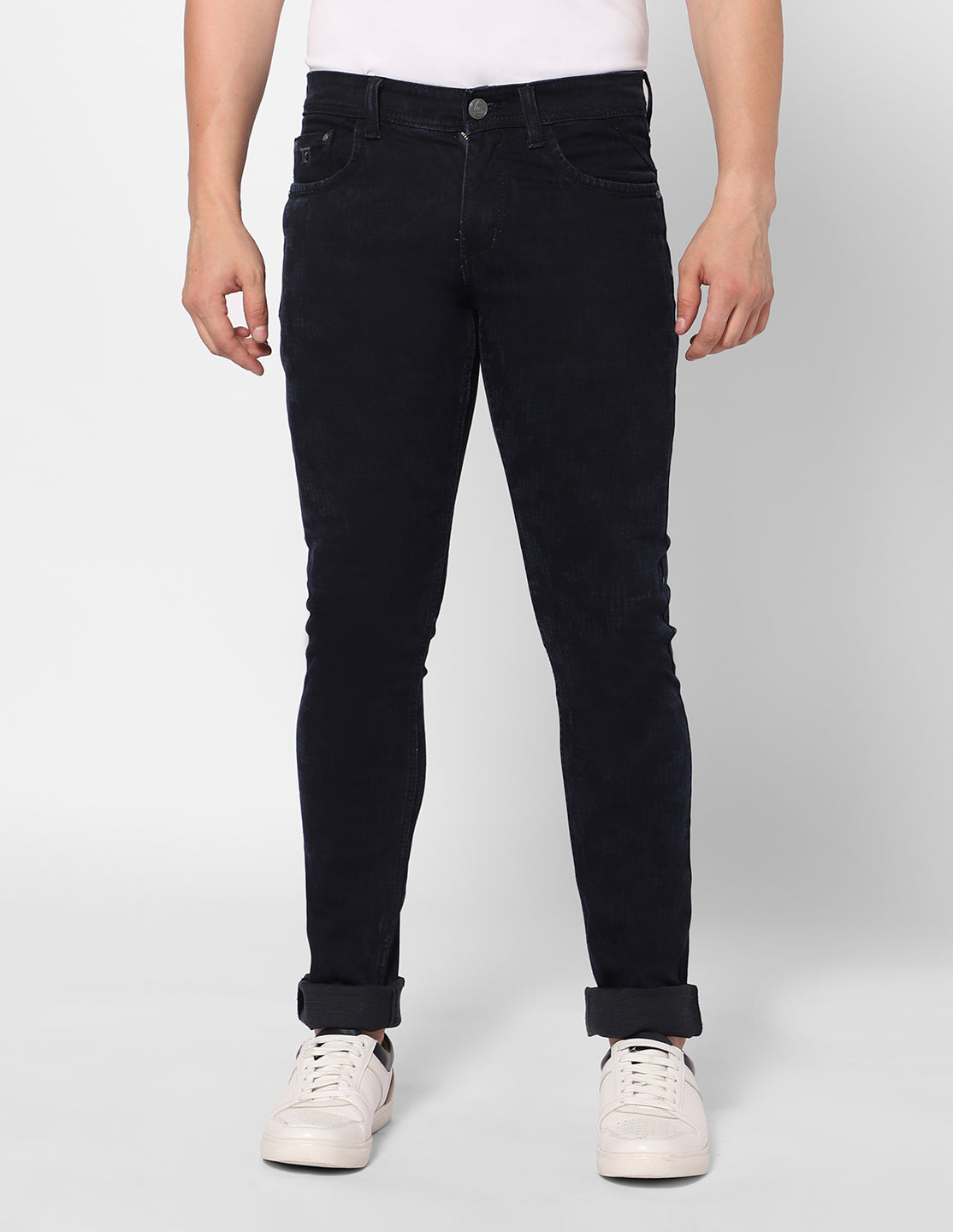 TCI Men’s Deep Indigo Embossed Denim Jeans – Front View