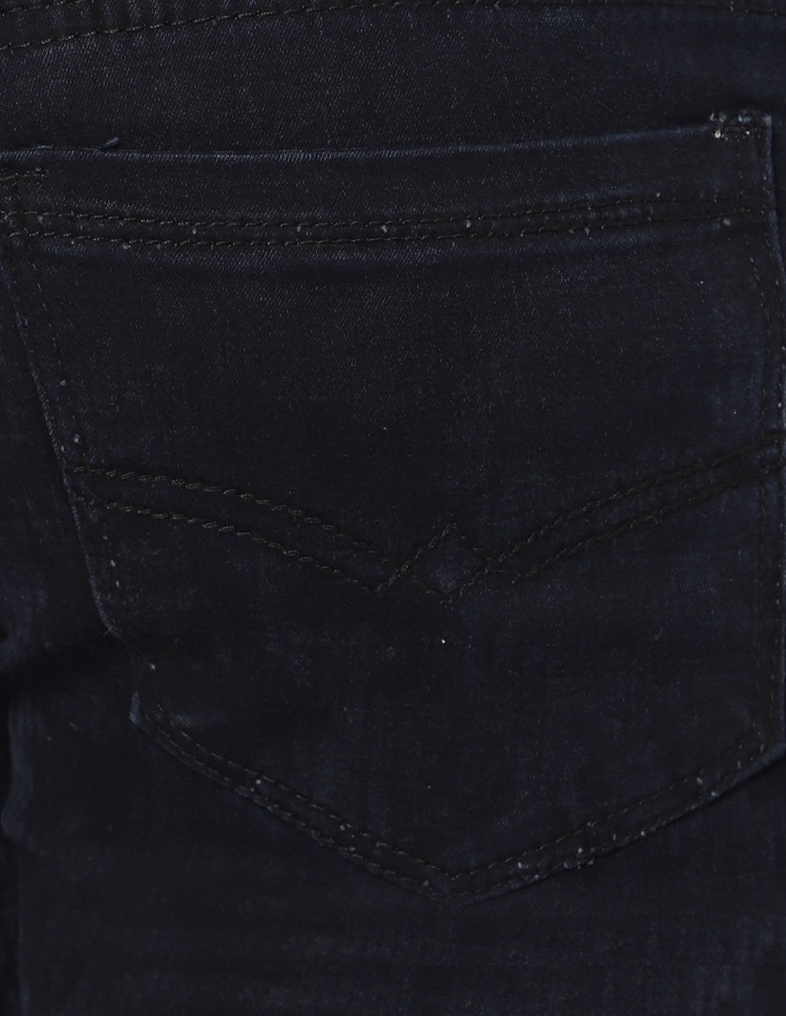 Close-Up of Embossed Cotton Denim Fabric – Deep Indigo Color