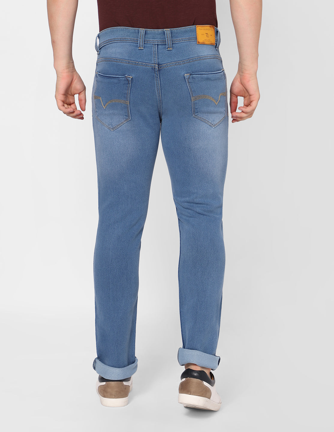 TCI Light Blue Denim Jeans for Men – Back View with Pockets