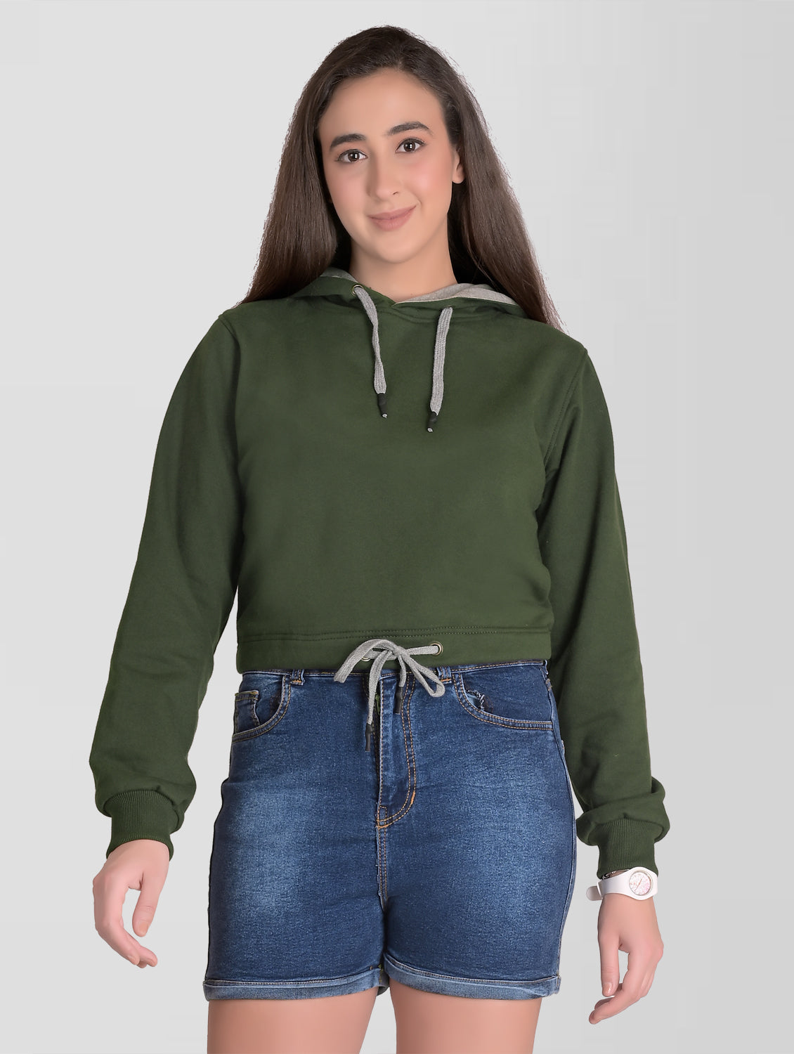 Cefalu®️ Women Dark green Cotton hoodie