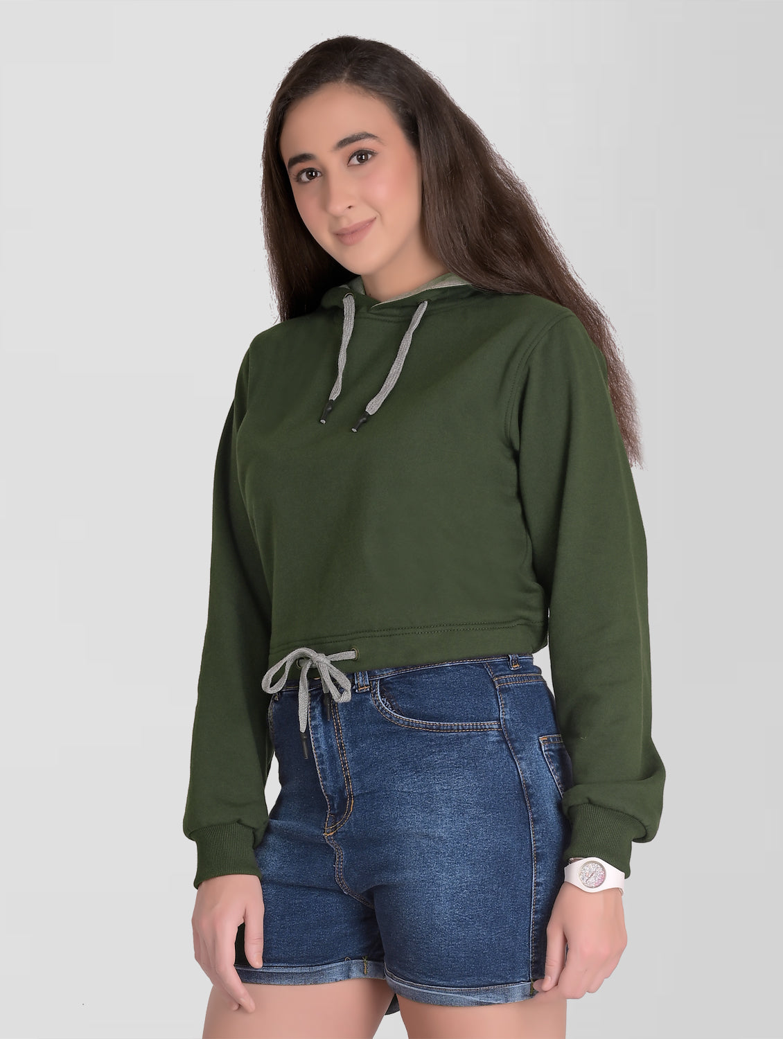 Cefalu®️ Women Dark green Cotton hoodie