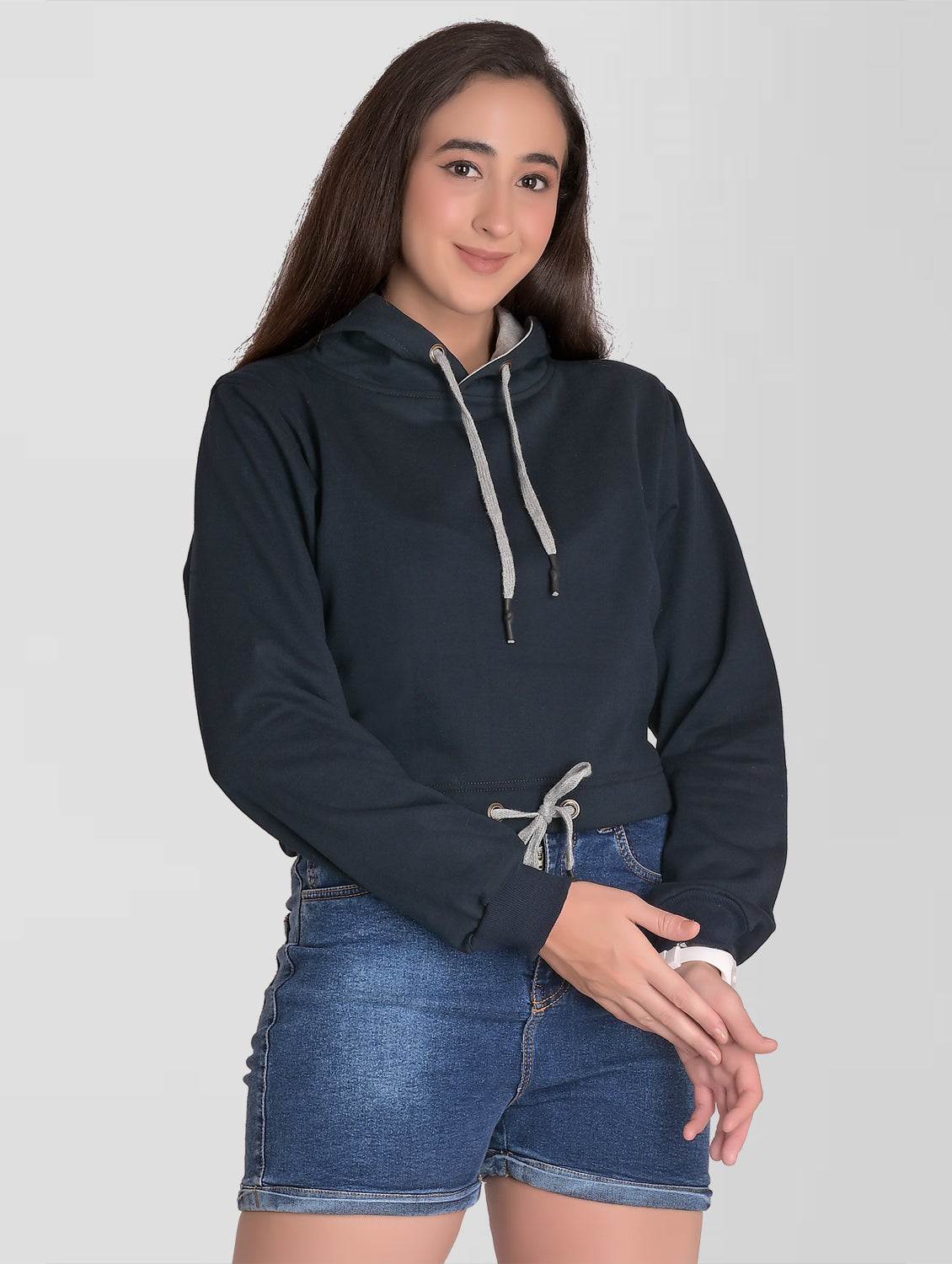 Cefalu®️ Women Navy Blue full sleeve Hoodie