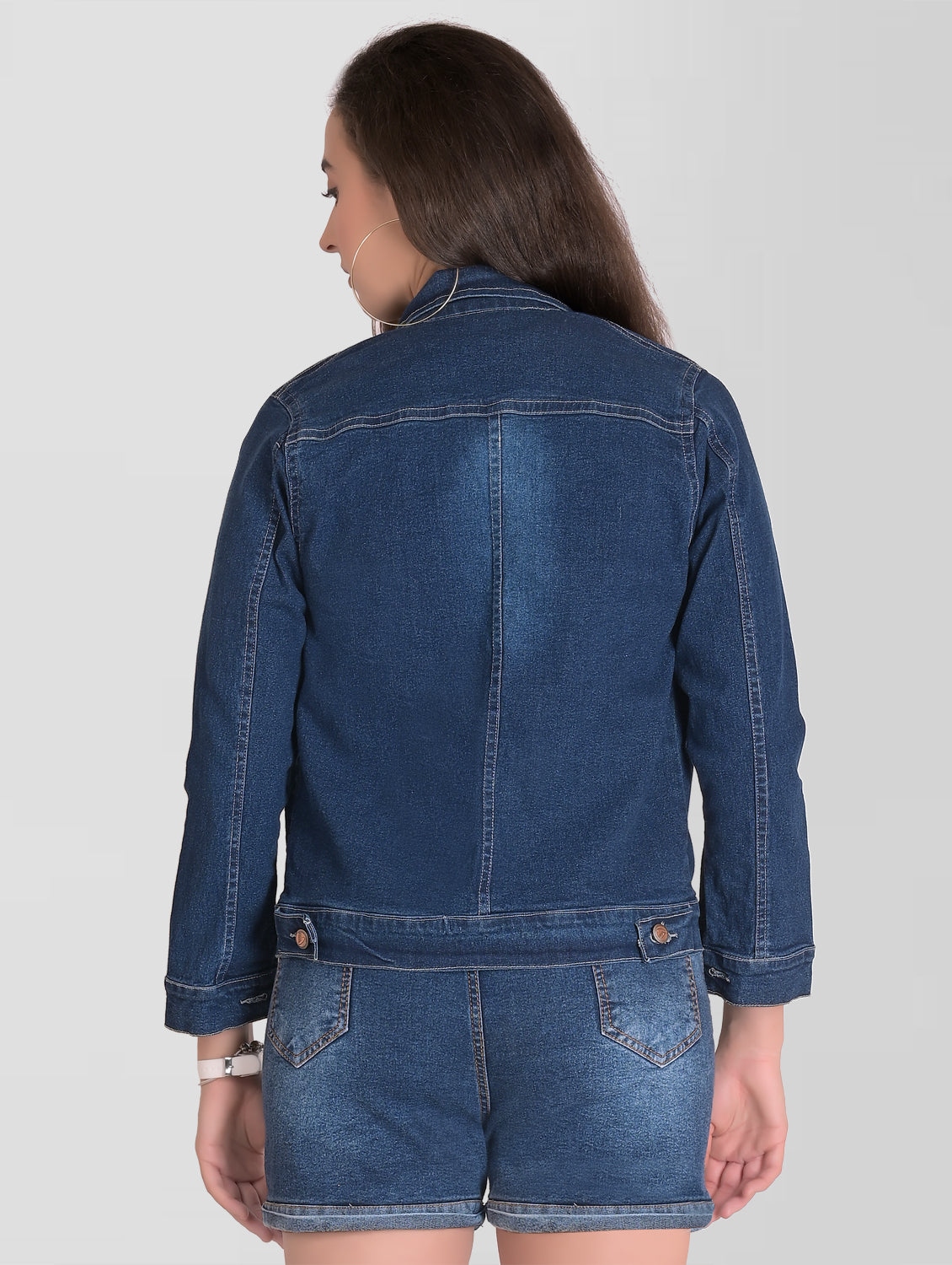 Women Denim Blue Full Sleeve Cotton Jacket