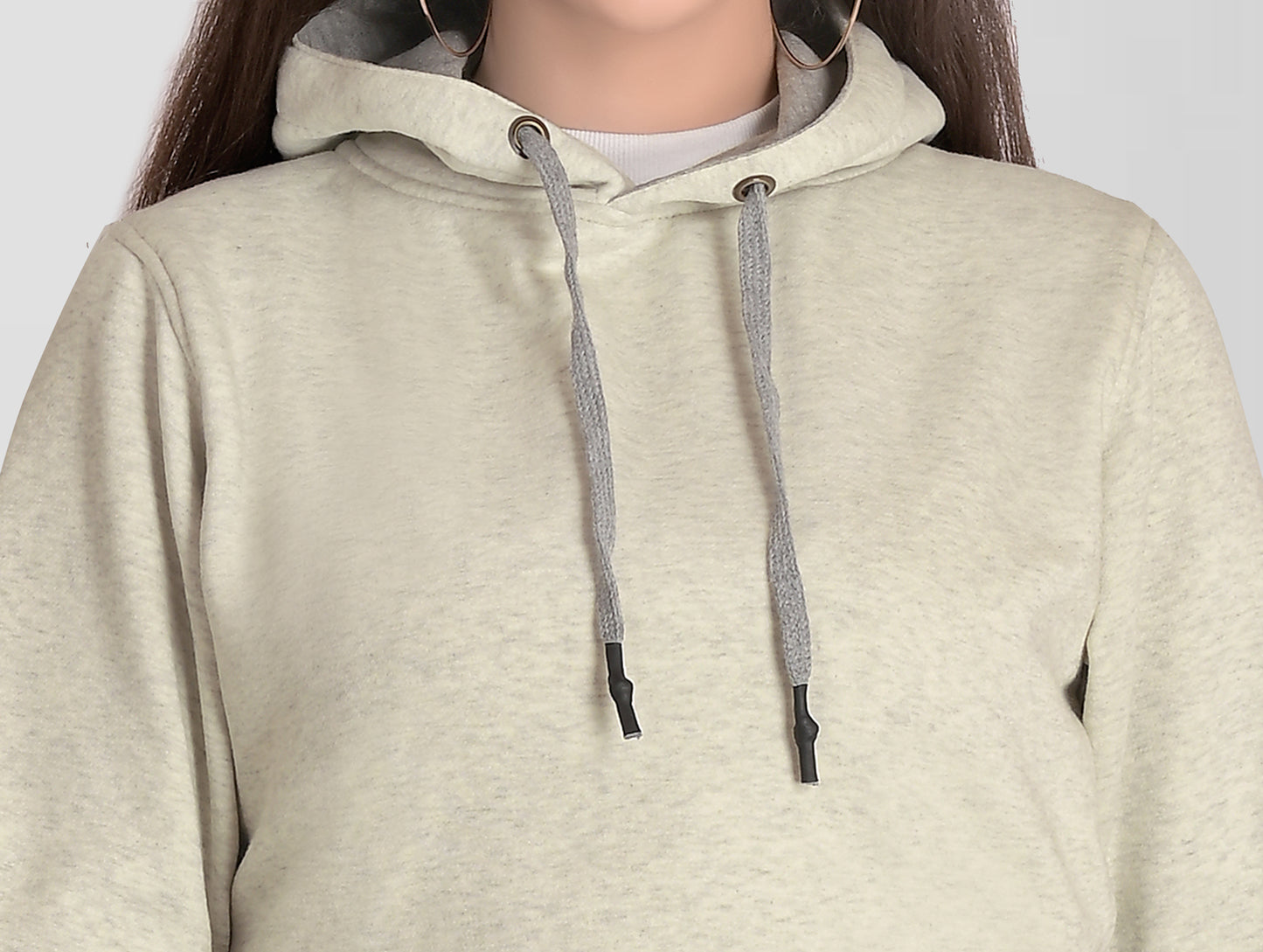 Cefalu®️ Women Ivory Cotton crop Hoodie