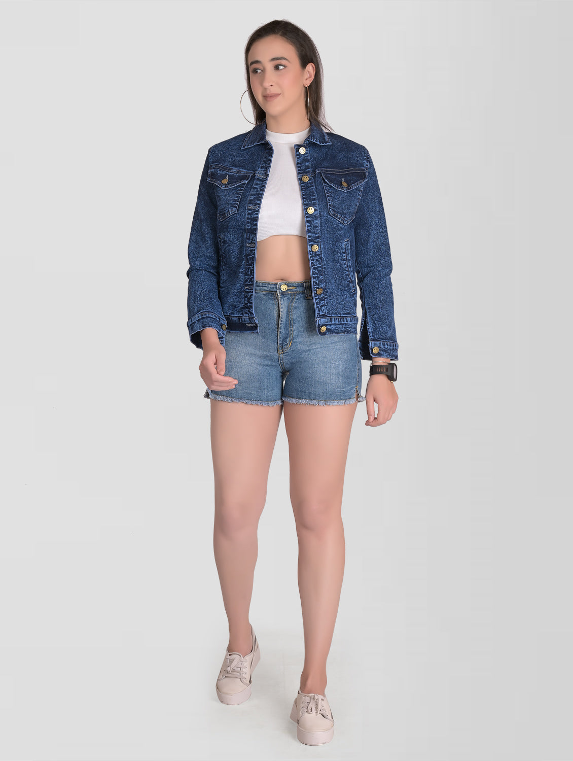 Cefalu®️ Women Denim Blue Cotton Jacket