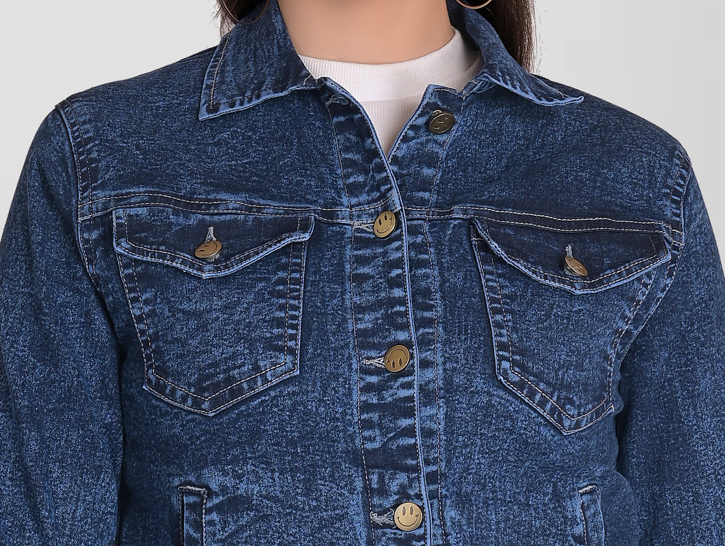 Cefalu®️ Women Denim Blue Cotton Jacket