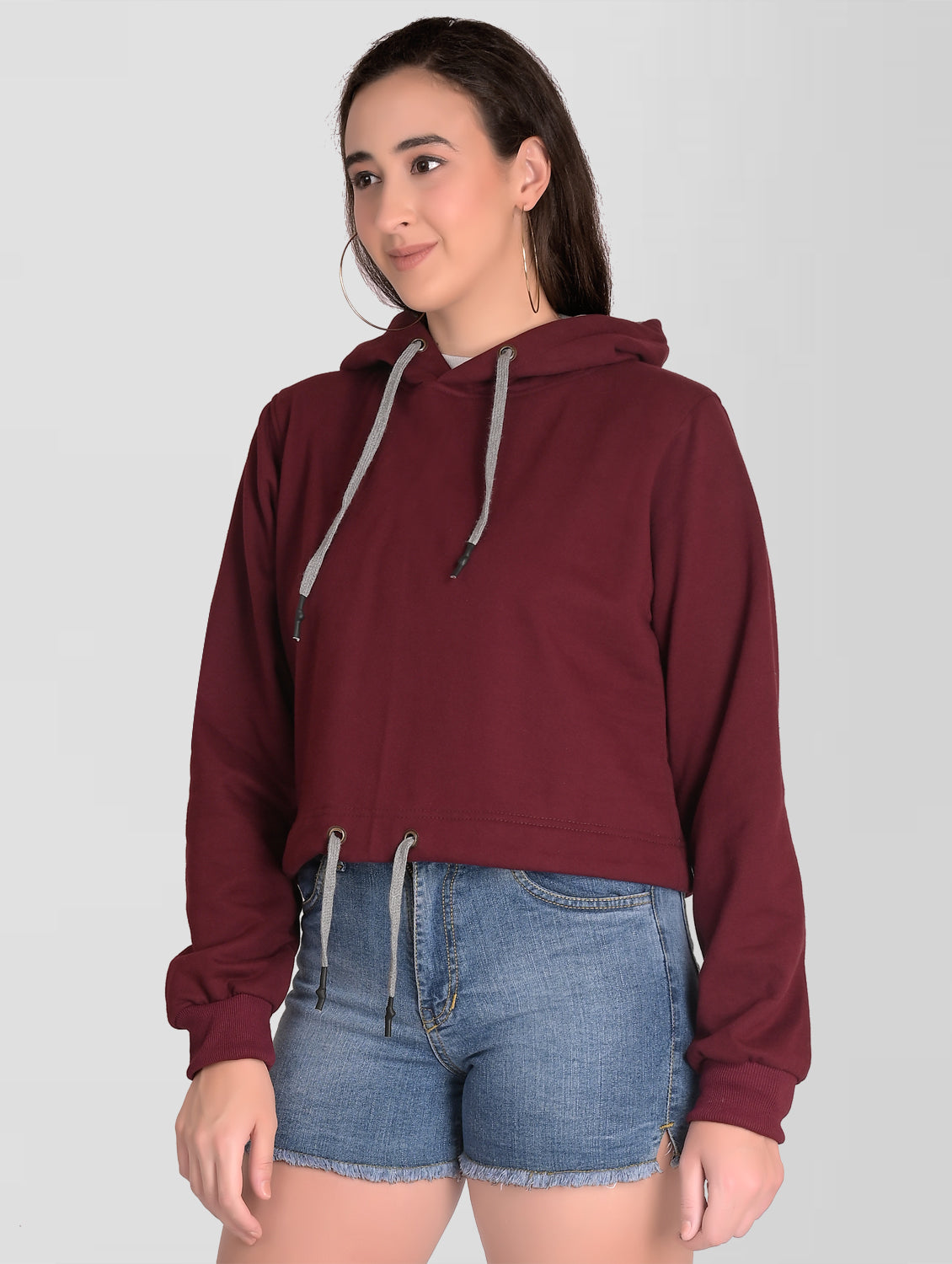 Cefalu®️ Women Burgandy Cotton Hoodie