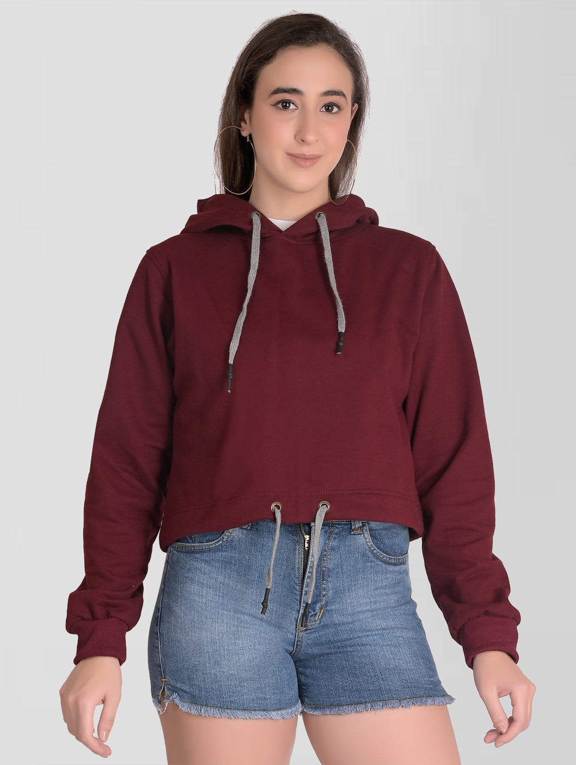 Cefalu®️ Women Burgandy Cotton Hoodie