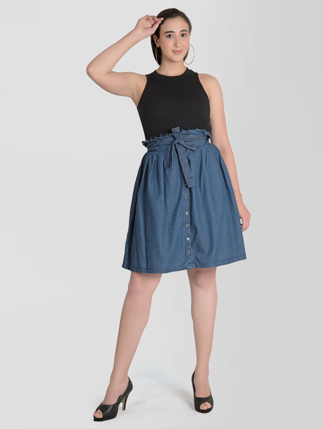 Cefalu®️ Women Blue Denim Cotton Skirt