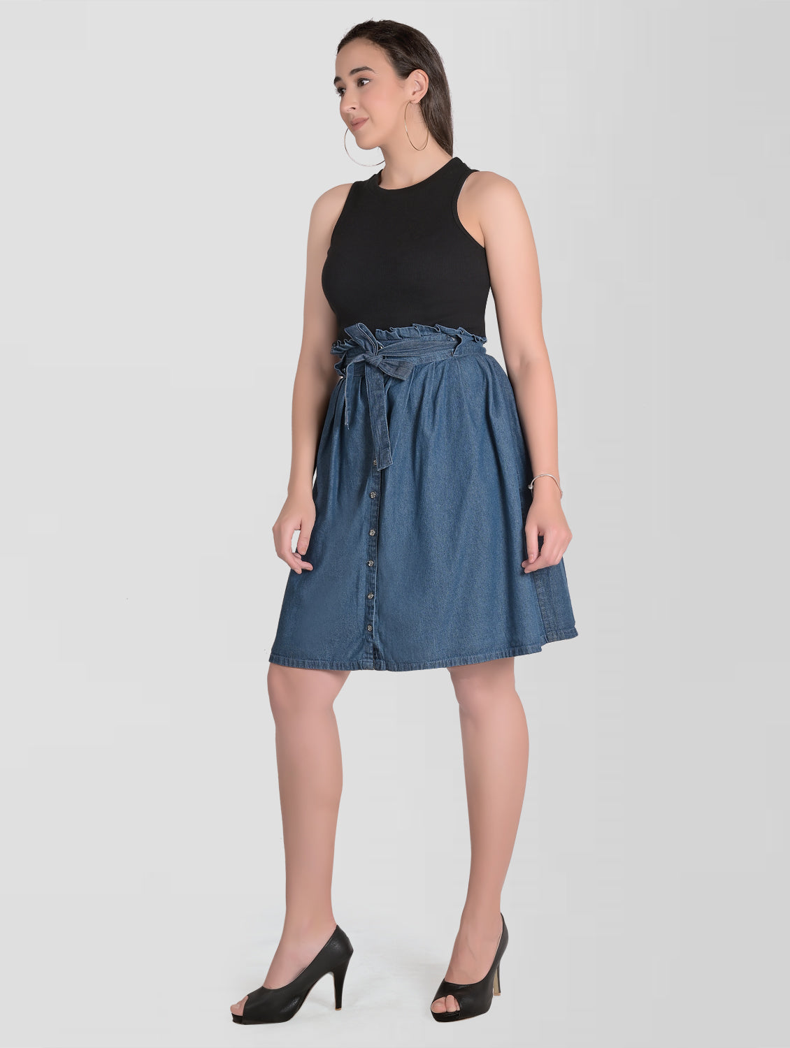 Cefalu®️ Women Blue Denim Cotton Skirt