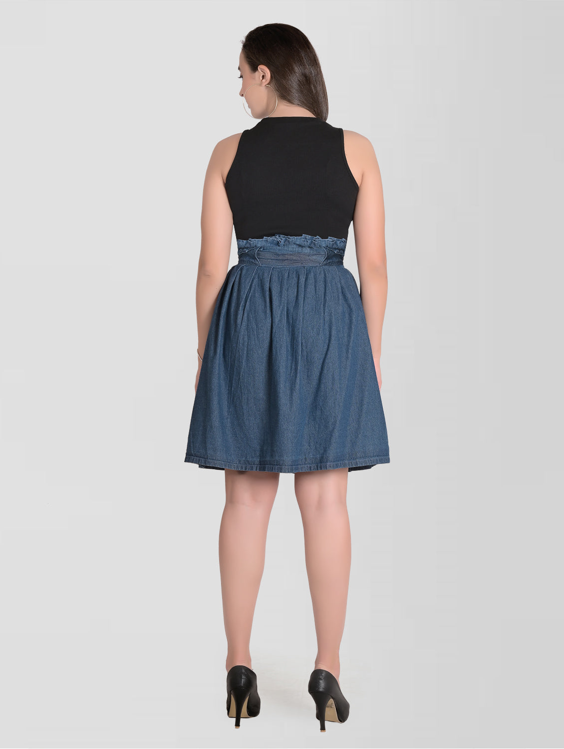 Cefalu®️ Women Blue Denim Cotton Skirt