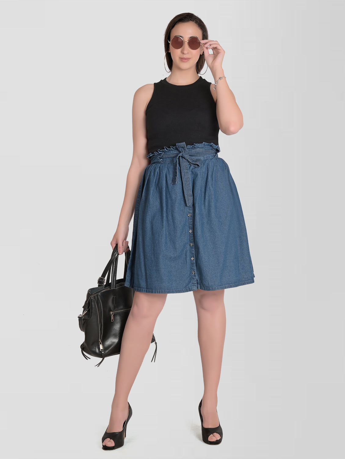 Cefalu®️ Women Blue Denim Cotton Skirt