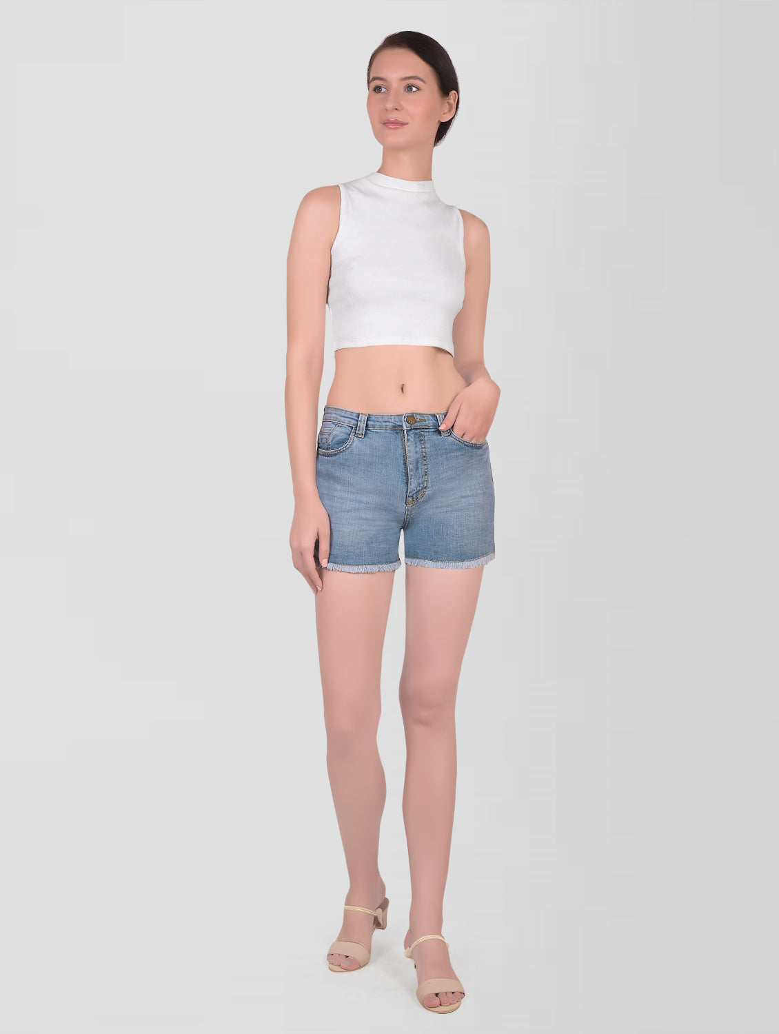 Cefalu®️ Women Light Blue Denim Shorts