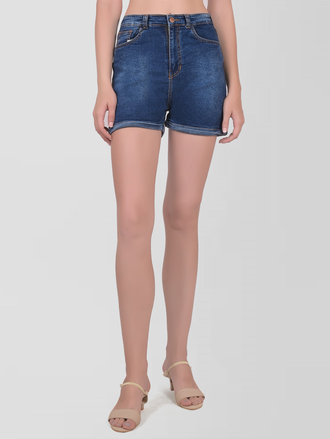 Cefalu®️ Women Mid Blue Denim Cotton Shorts