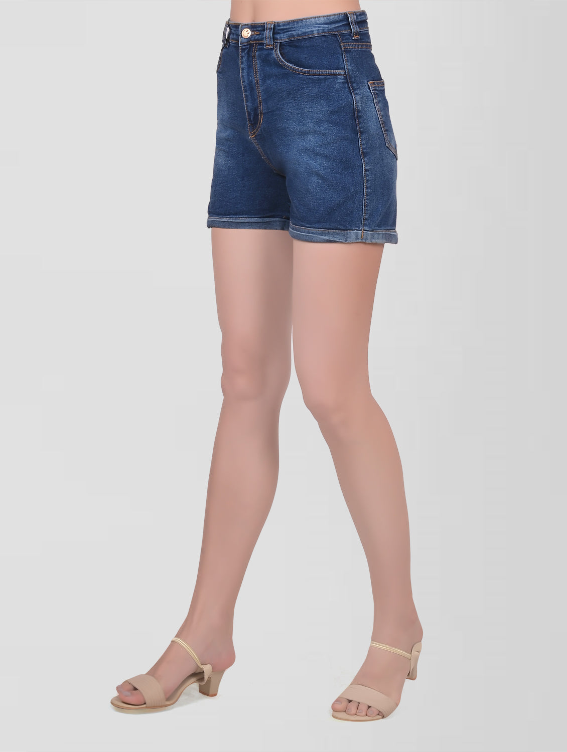 Cefalu®️ Women Mid Blue Denim Cotton Shorts