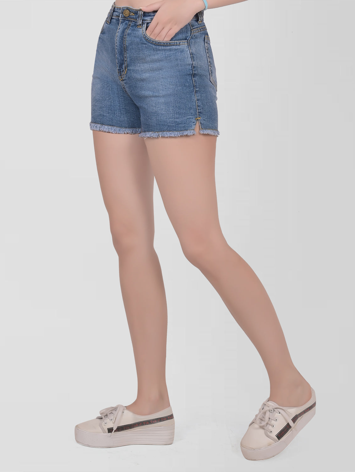 Cefalu®️ Women Blue Denim Cotton Shorts