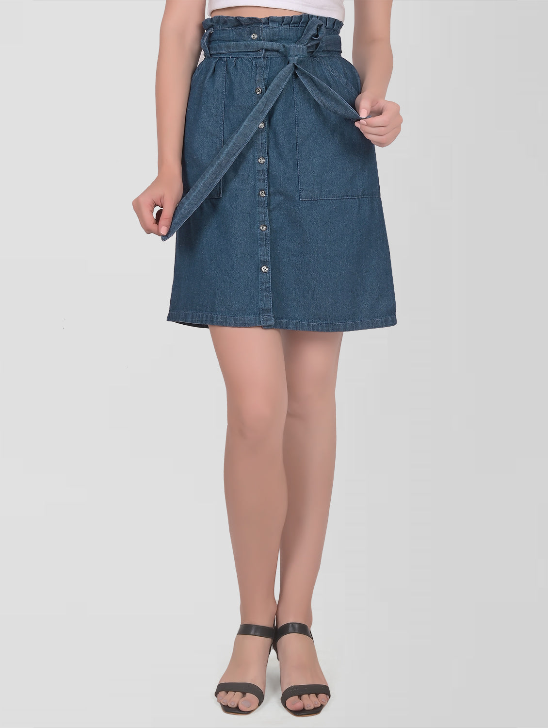 Cefalu®️ Women High Waist Blue Denim Skirt