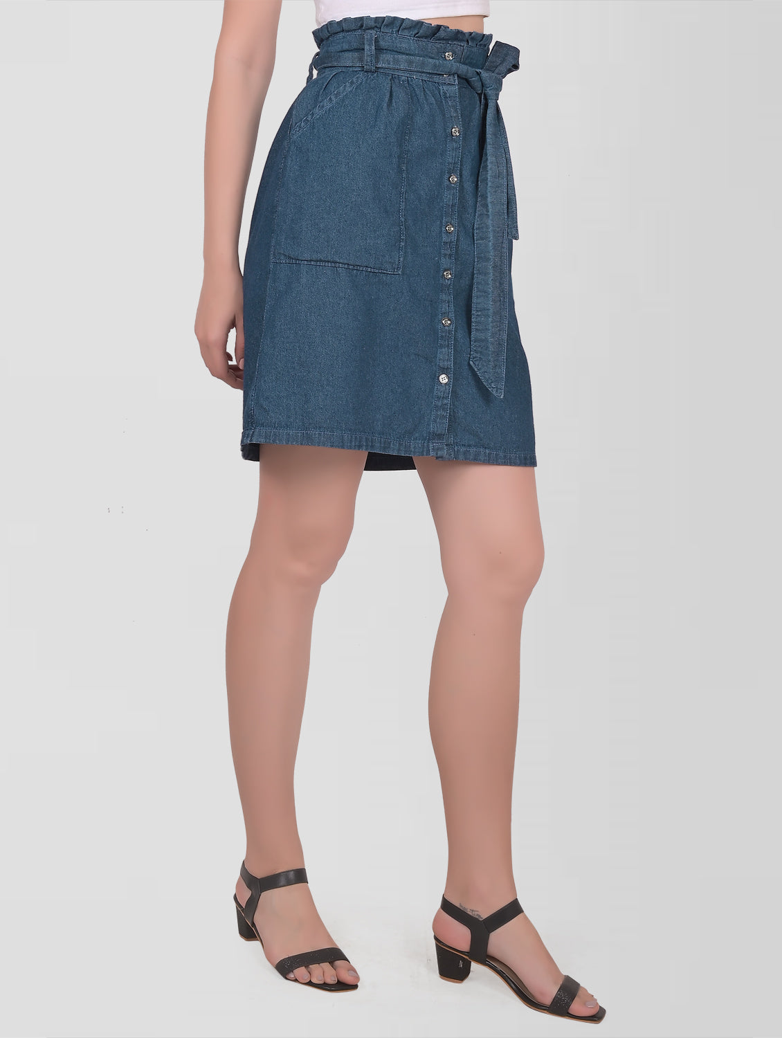 Cefalu®️ Women High Waist Blue Denim Skirt