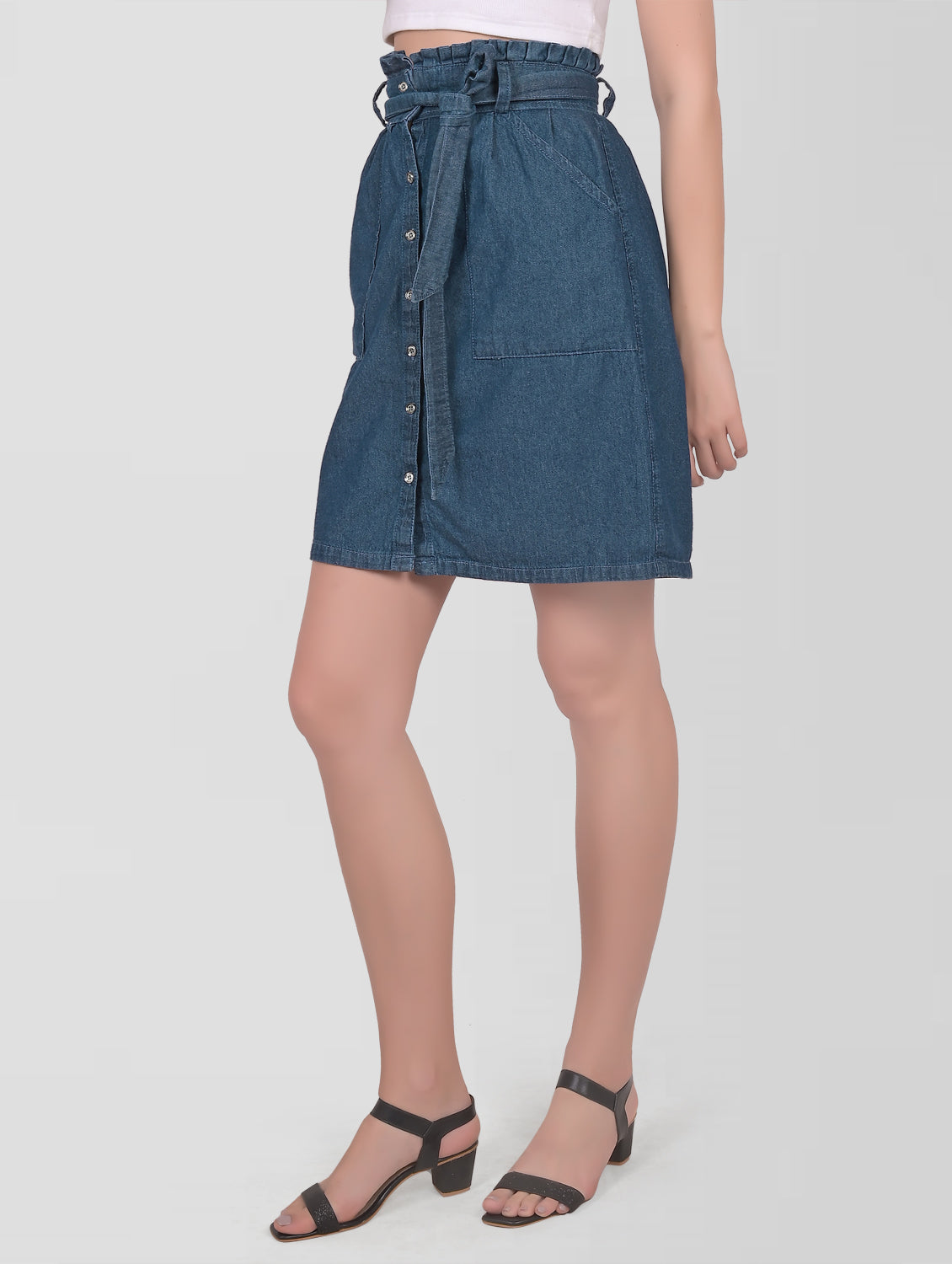 Cefalu®️ Women High Waist Blue Denim Skirt