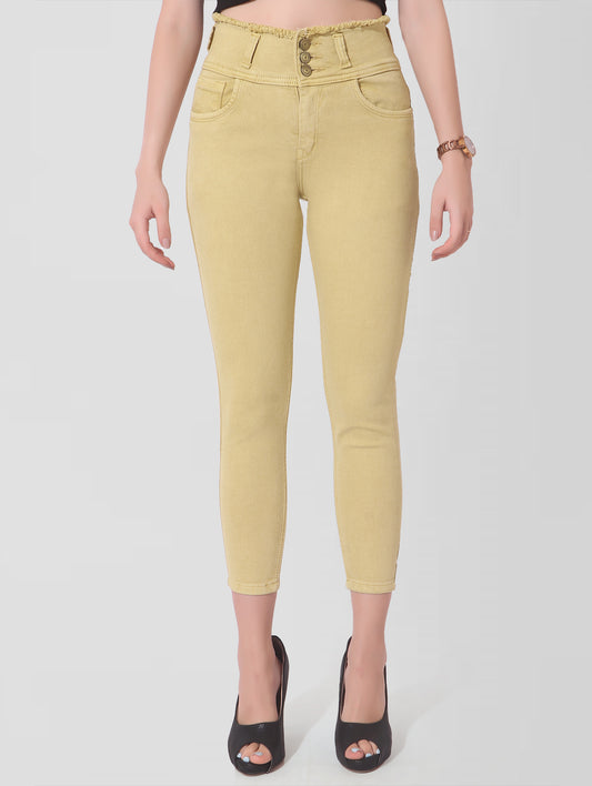 Cefalu®️ Women Skinny Fit Beige Jeans