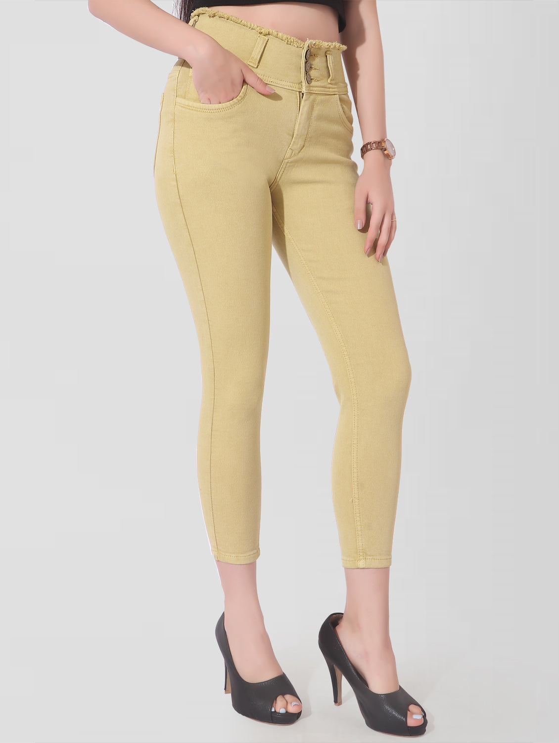 Cefalu®️ Women Skinny Fit Beige Jeans