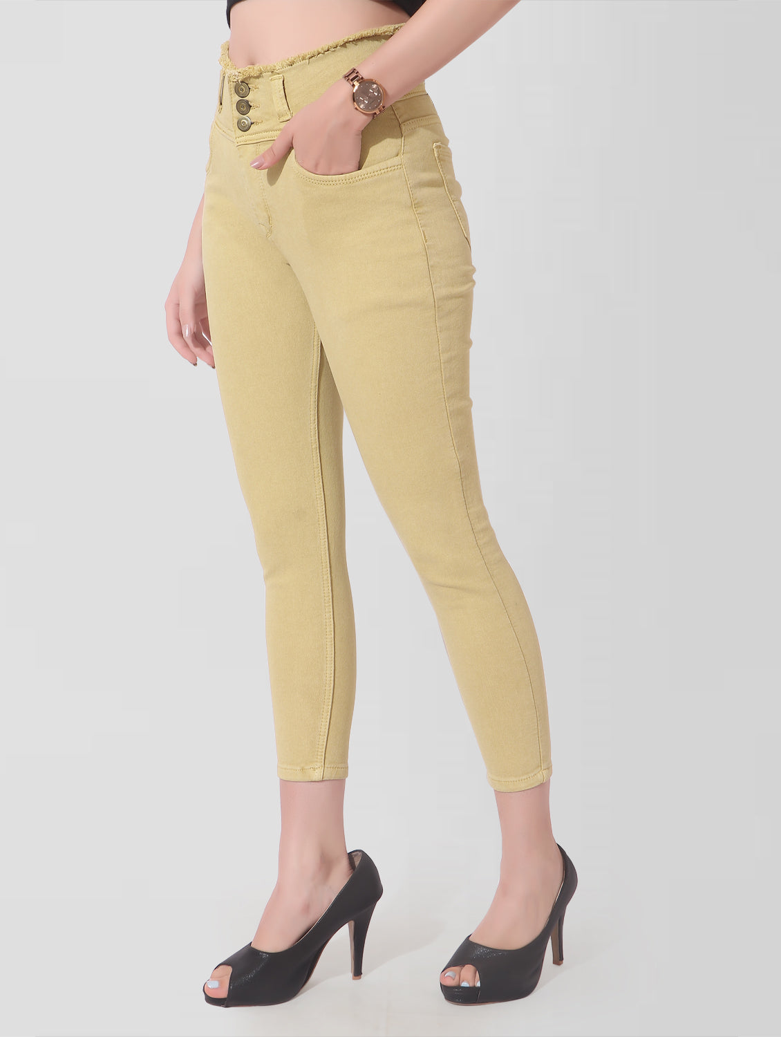 Cefalu®️ Women Skinny Fit Beige Jeans