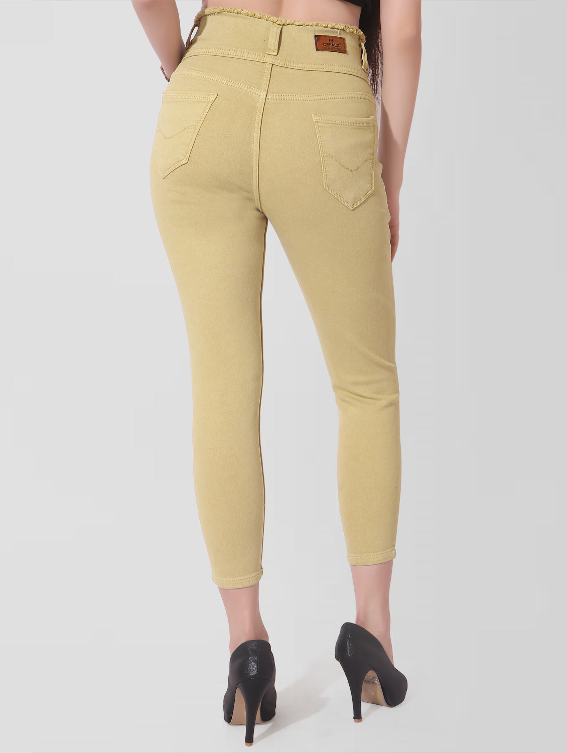 Cefalu®️ Women Skinny Fit Beige Jeans