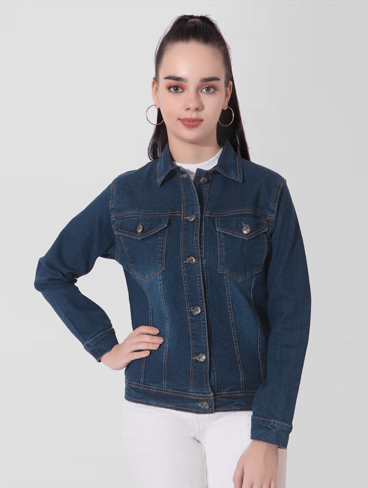 Cefalu®️ Women Denim Blue Cotton Jacket