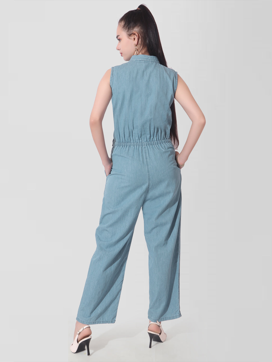 Cefalu®️ Solid Women Collared Jumpsuit