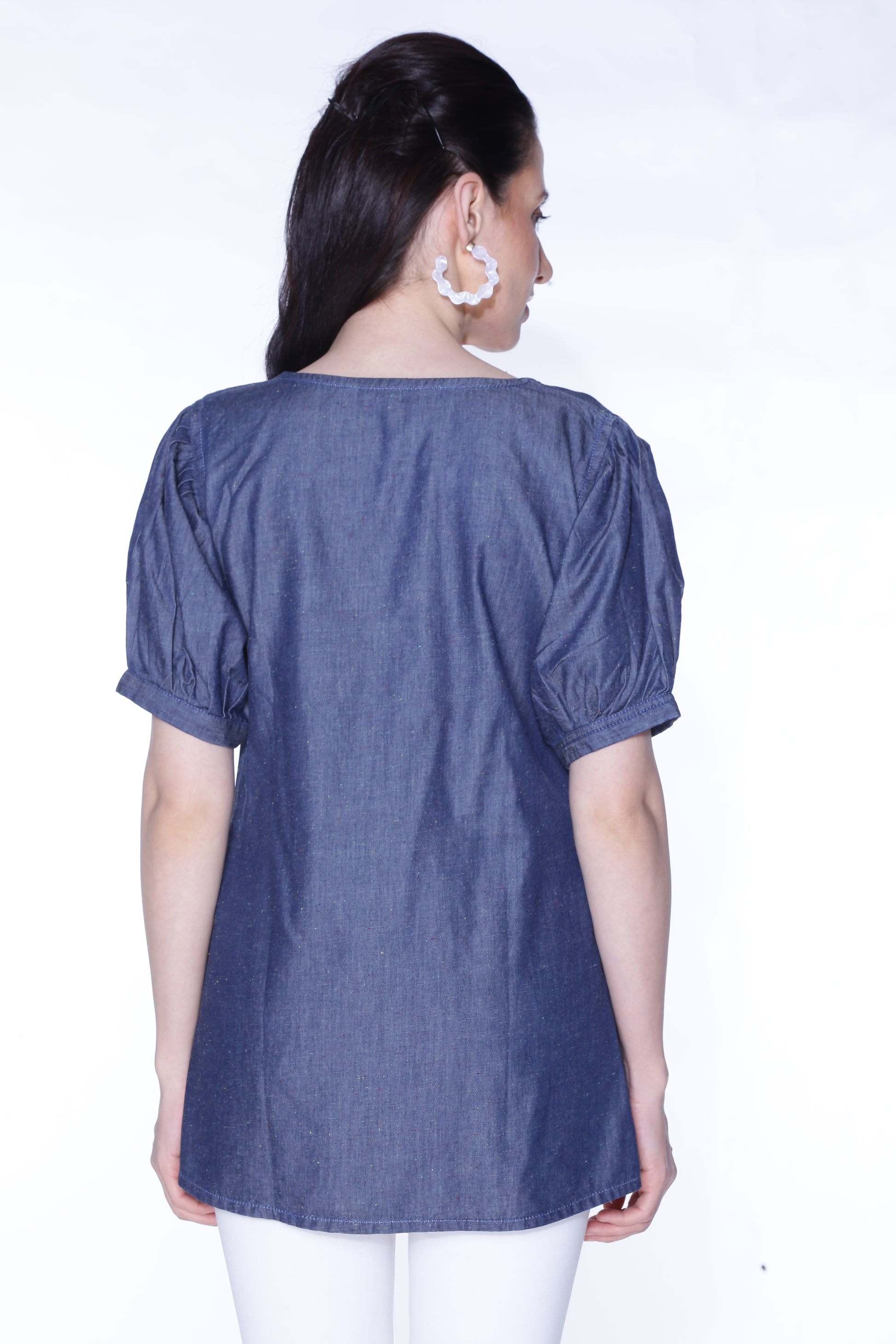 Cefalu®️ Women’s Blue Denim Top – Back View