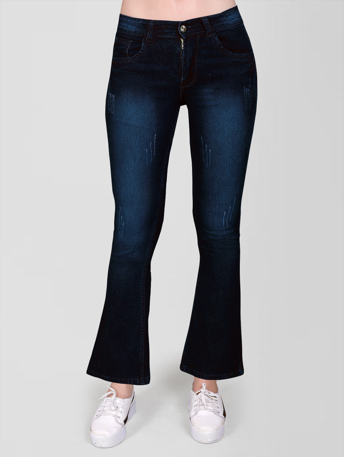 Front View Cefalu Regular Women Electric Blue Bootcut Jeans