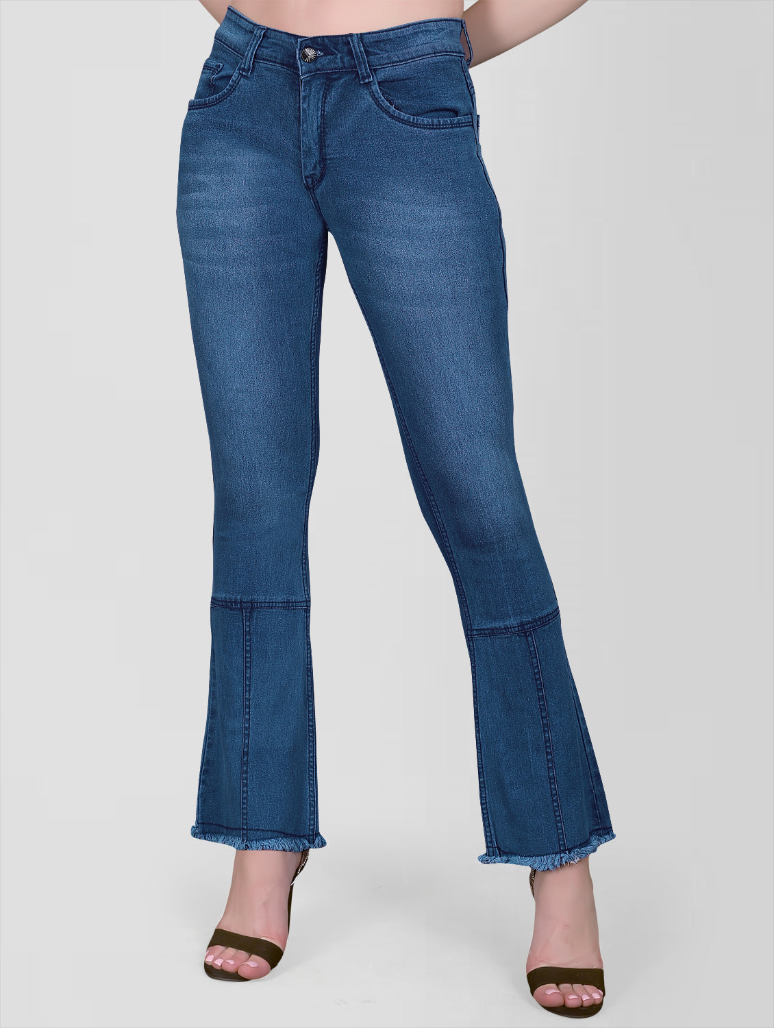 front view of Cefalu Regular Women Light Blue Bootcut Jeans