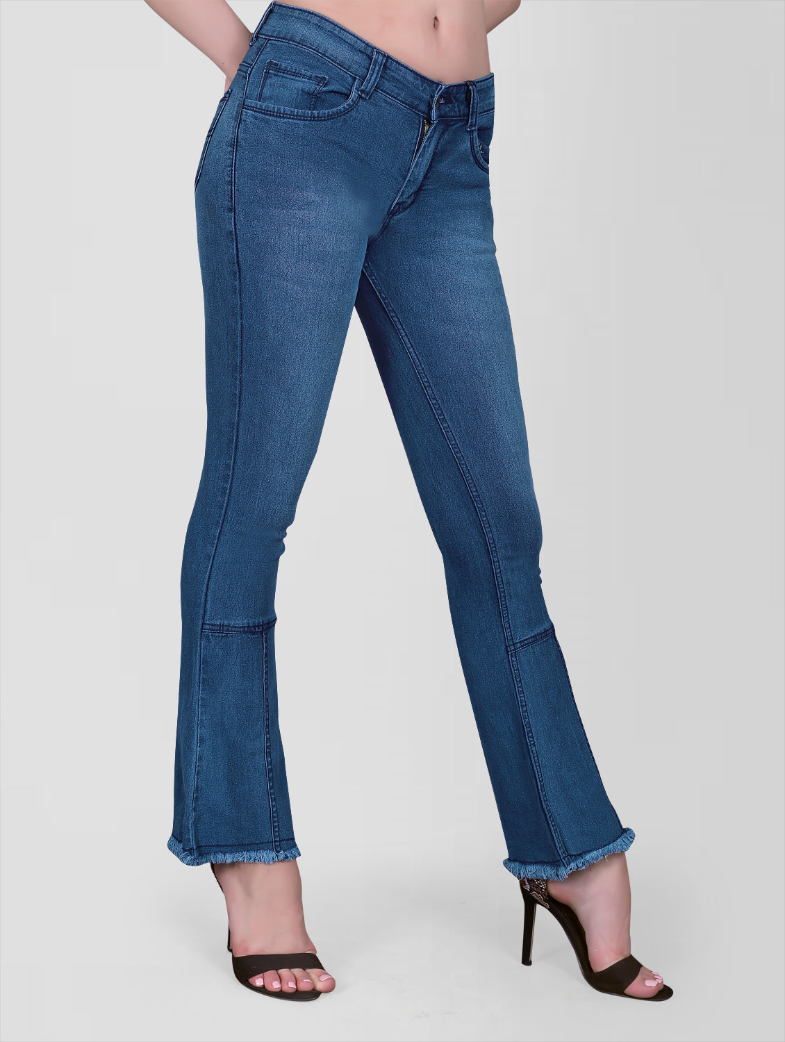 side view Cefalu Regular Women Light Blue Bootcut Jeans