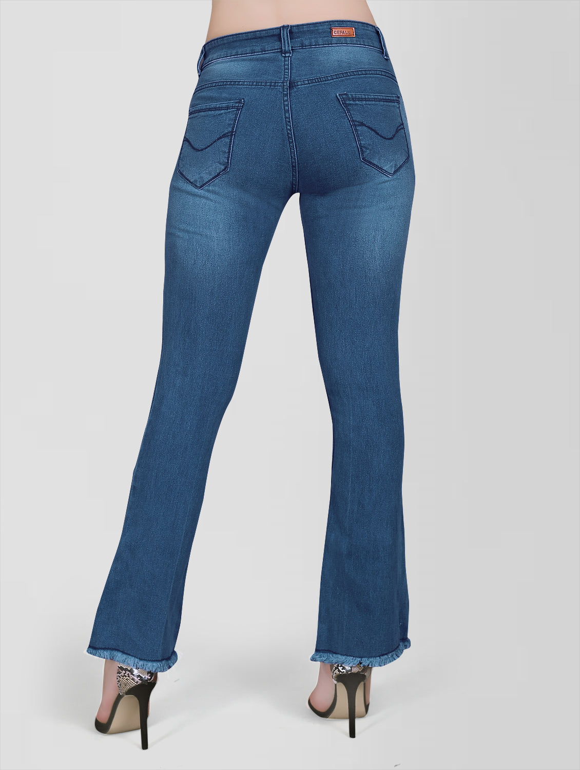 Back view of Cefalu Regular Women Light Blue Bootcut Jeans