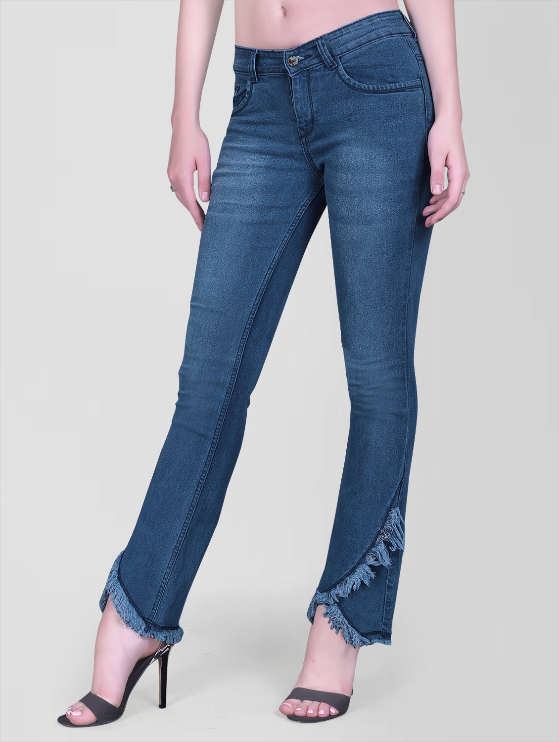 side view of Cefalu Regular Women Light Blue Bootcut Jeans