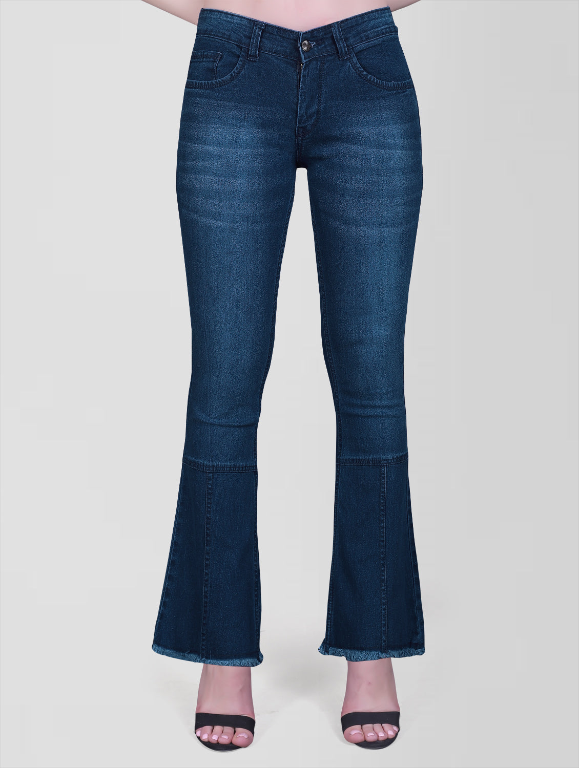 front view of Cefalu Regular Women Dark Blue Bootcut Jeans