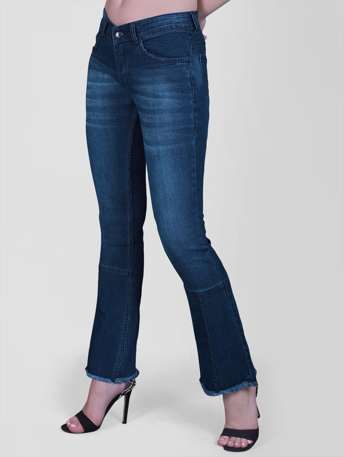 side view Cefalu Regular Women Dark Blue Bootcut Jeans