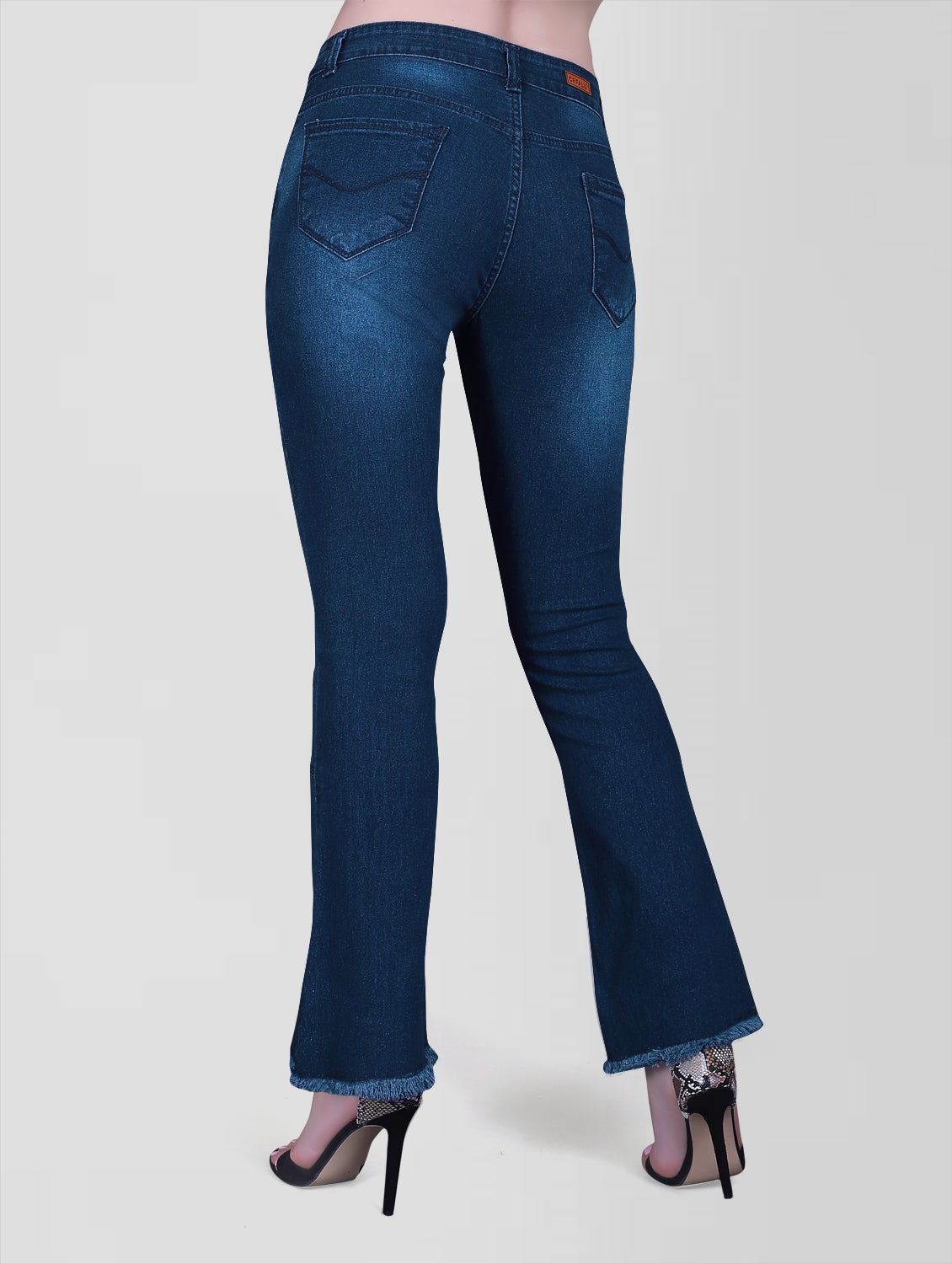 back view Cefalu Regular Women Dark Blue Bootcut Jeans