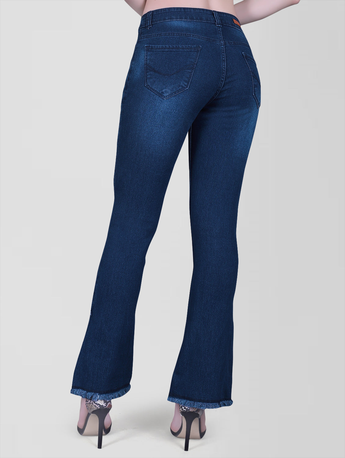 Back view of  Cefalu Regular Women Mid Blue Bootcut Jeans