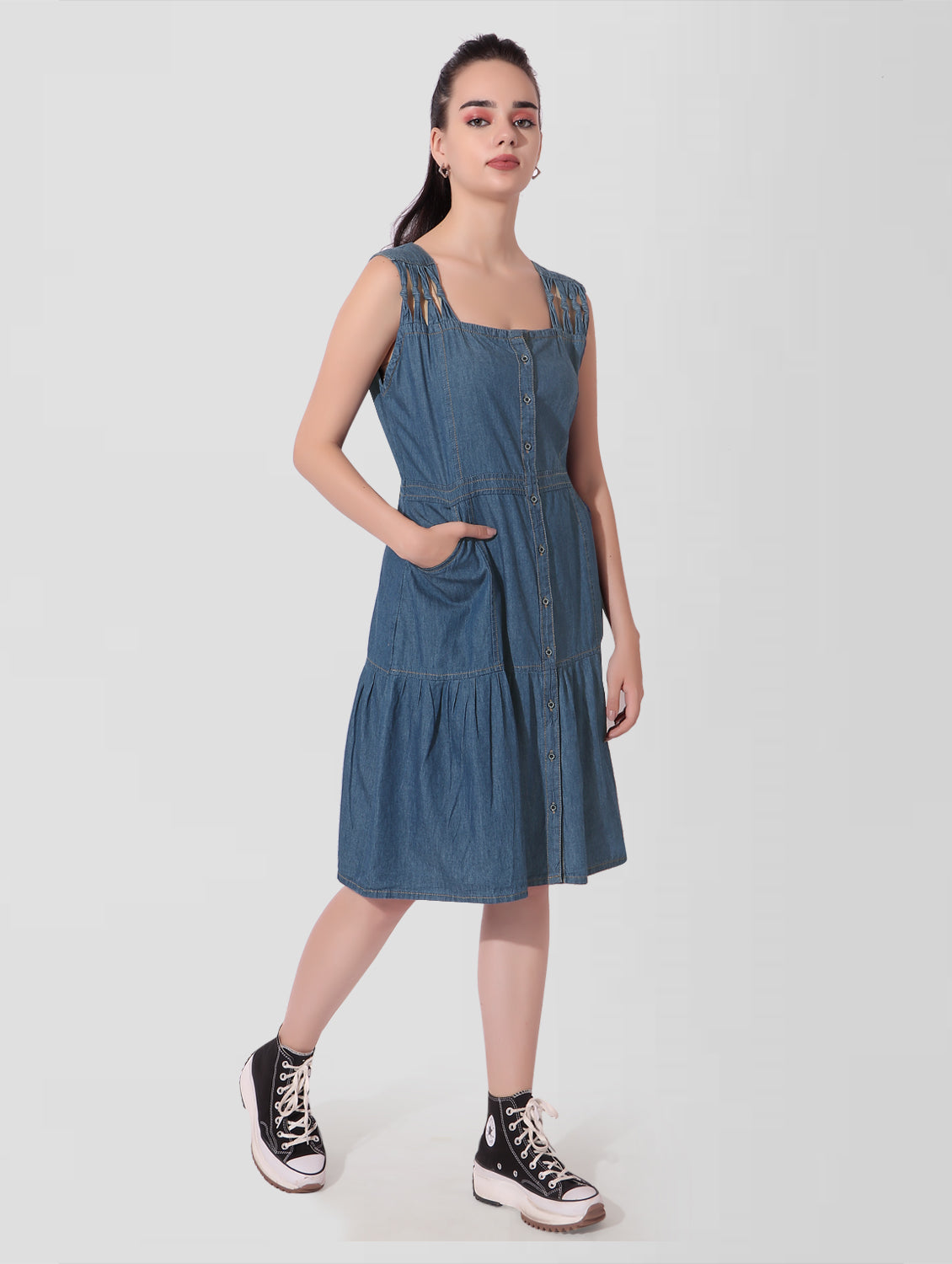 Cefalu®️ Women A-line Blue Dress