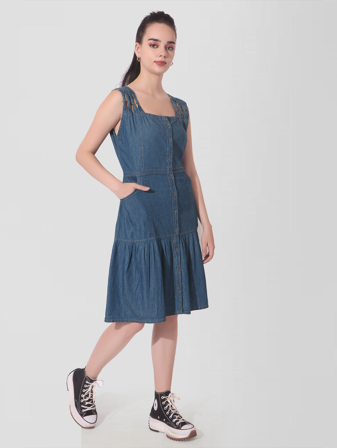 Cefalu®️ Women A-line Blue Dress